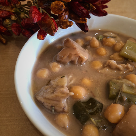 Zuppa di Ceci e Castagne con Funghi Porcini e Orzo